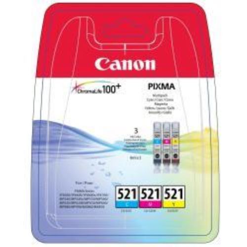 Canon CLI-521 Multipack - Confezione da 3 - 9 ml - giallo, ciano, magenta - originale - serbatoio inchiostro - per PIXMA iP3600, iP4700, MP540, MP550, MP560, MP620, MP630, MP640, MP980, MP990, MX860, MX870